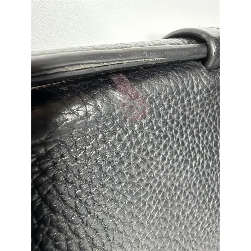 Hugo Boss Genuine Black Leather Laptop Messenger Bag Luxury Work Crossbody Satch